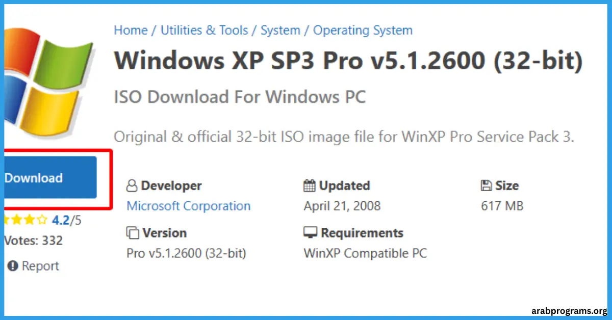 تحميل ويندوز xp 32 bit من ميديا فاير
